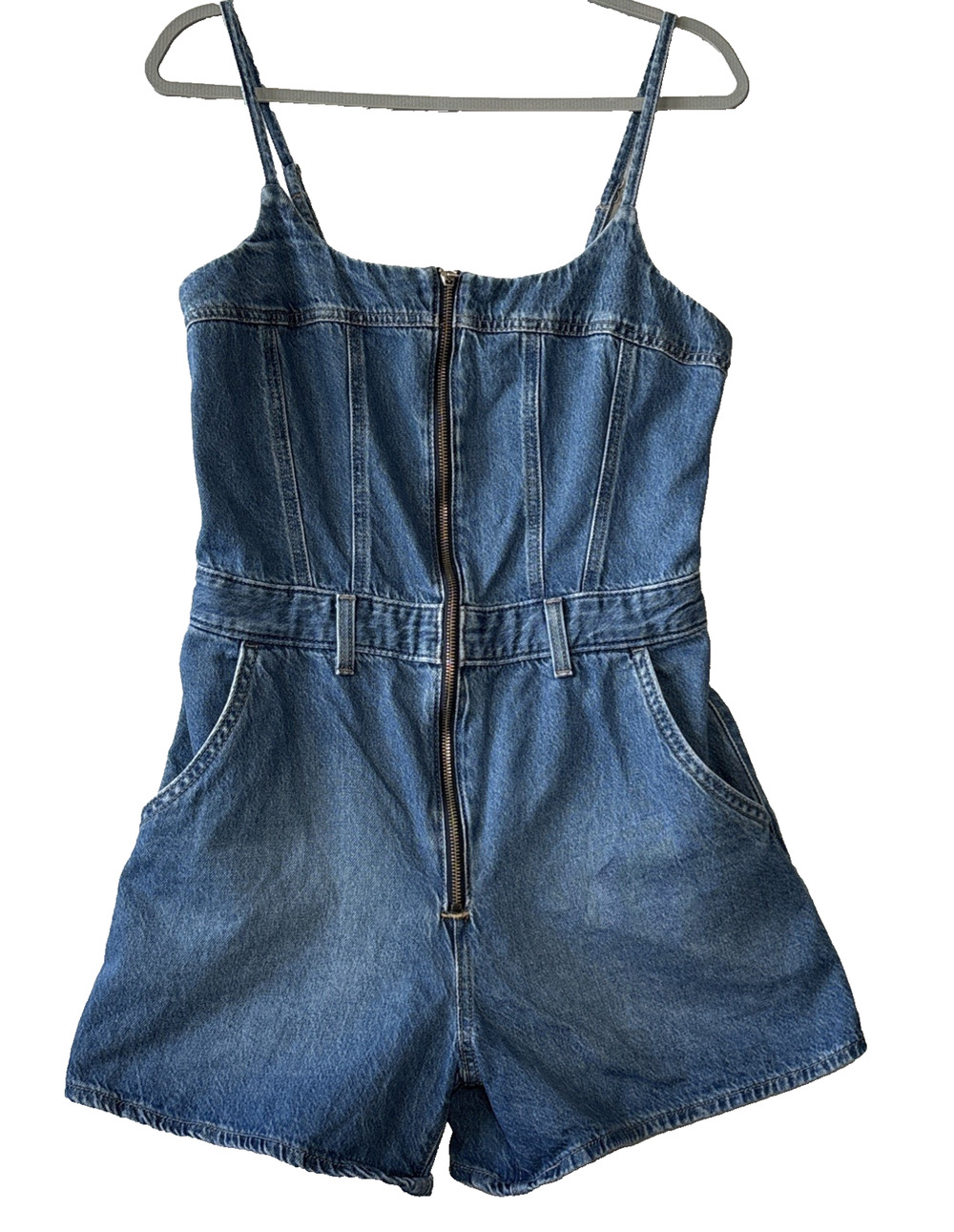 Levi's Womens Jadine Denim Romper Med Wash Zip Front Size Medium 005O7-0000